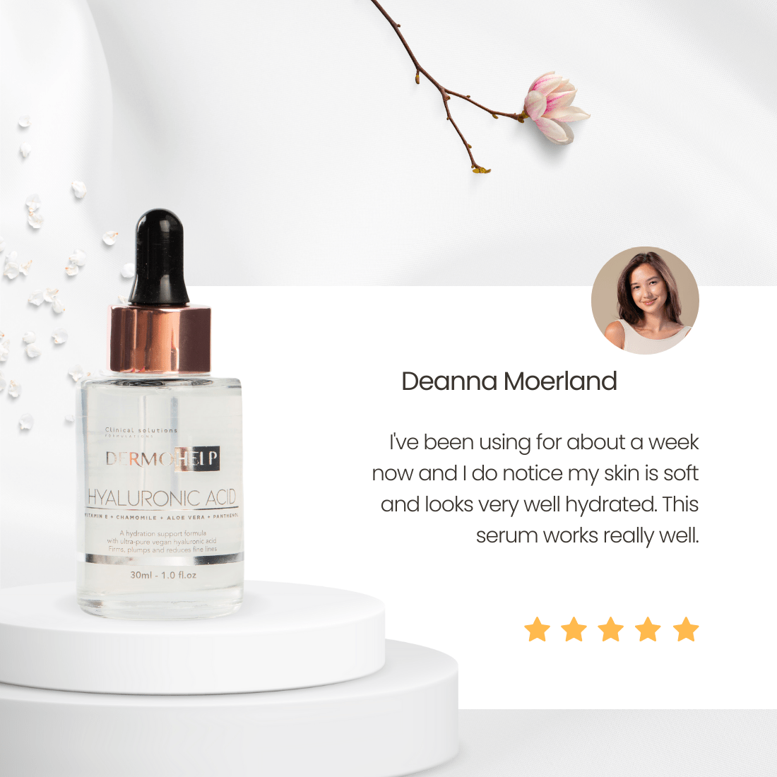 HYALURONIC ACID SERUM ultra - pure vegan, firms and reduces face lines - DermoHelp Skin Care Products - Shop Now